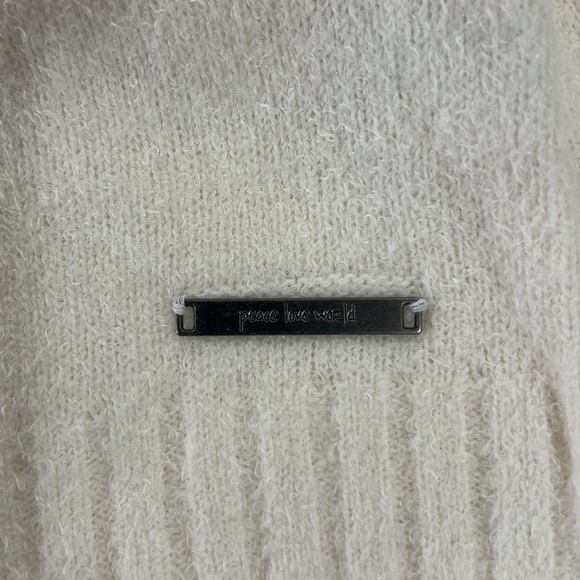 Peace Love World Happy Affirmation Slouchy Ivory Sweater Medium - Picture 8 of 9